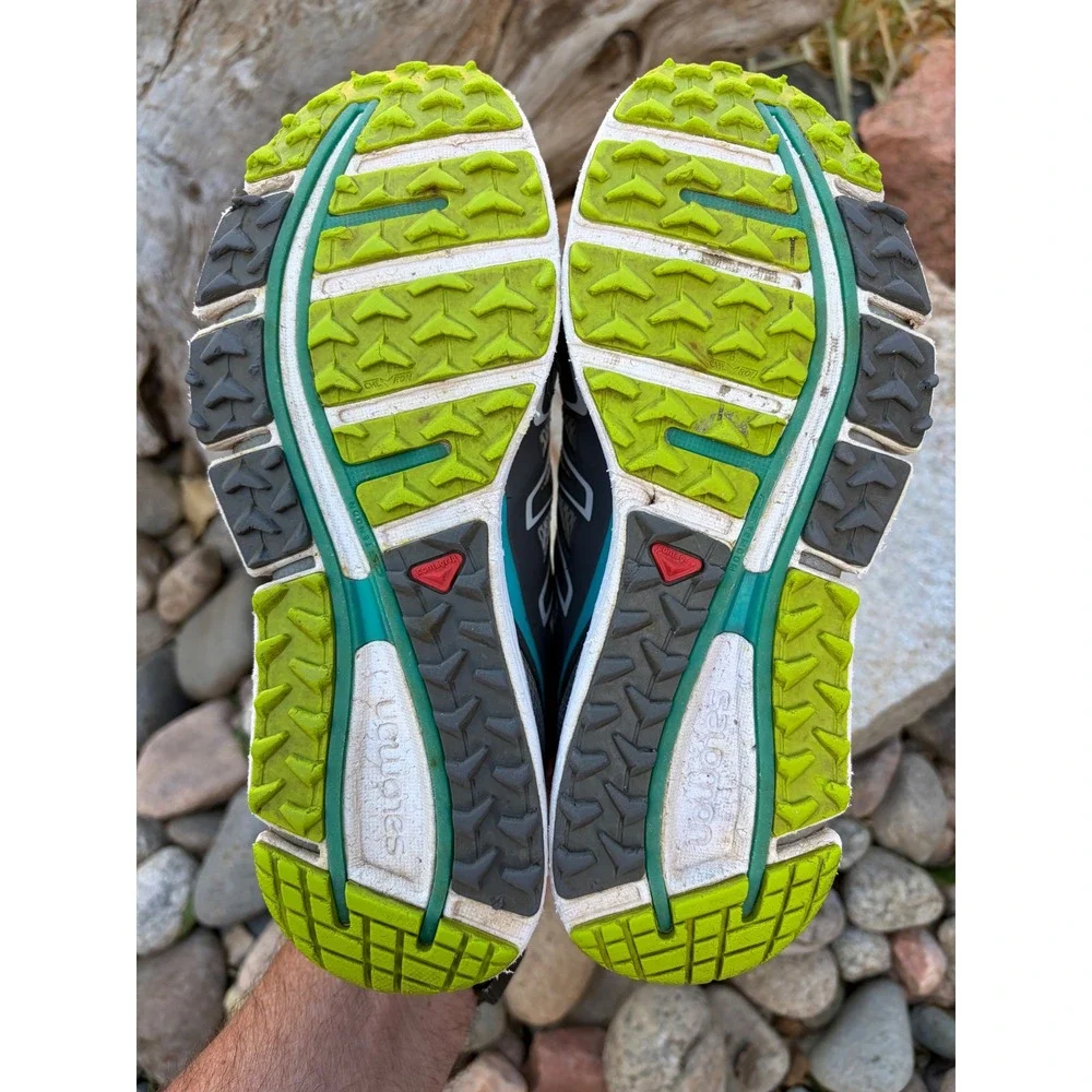 Salomon XR Crossmax Trail Running Shoes Womens 6 Grey Teal Sneakers Door / Trail